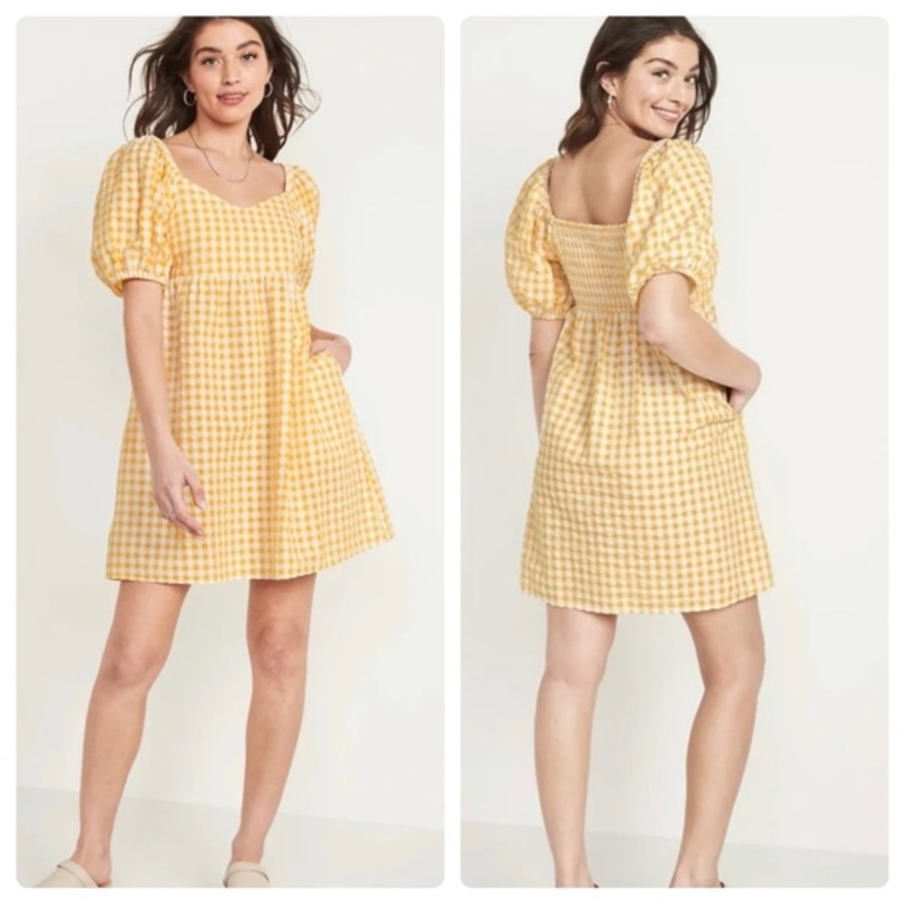 Old Navy Yellow Gingham Mini Dress